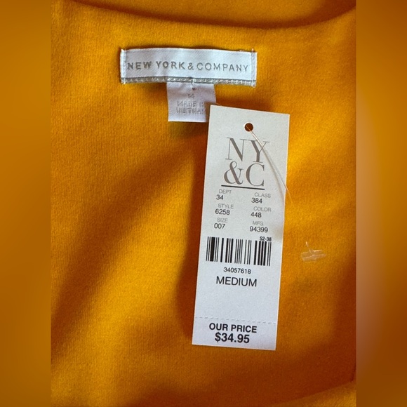 New York & Company Vibrant fall Yellow Midi Dress NWT - Picture 6 of 7